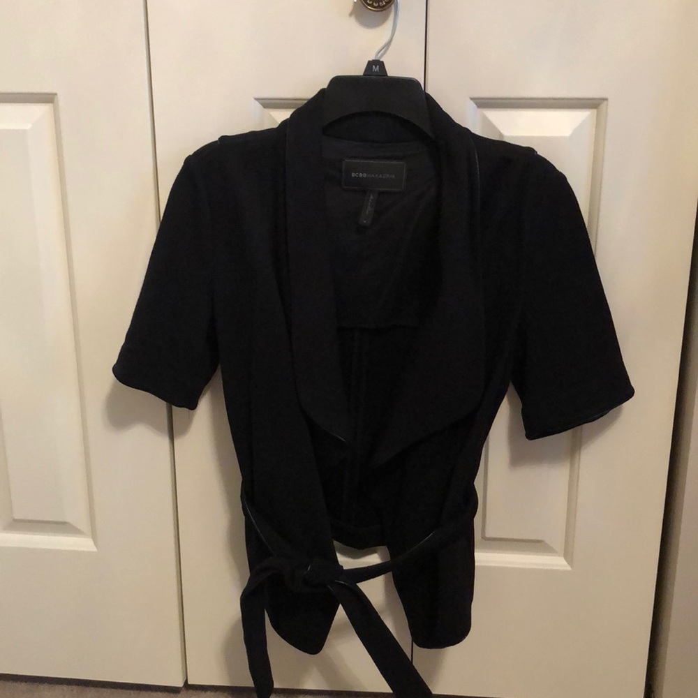 BCBG Leather detail jacket.  With shahs belt.